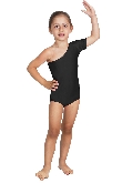 BODY DANZA LYCRA MONOSPALLA MEZZA MANICA NERO BABY